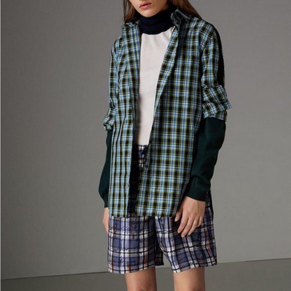 NWT Burberry Shirt - Plaid Print Cotton & Silk Shirt US 2